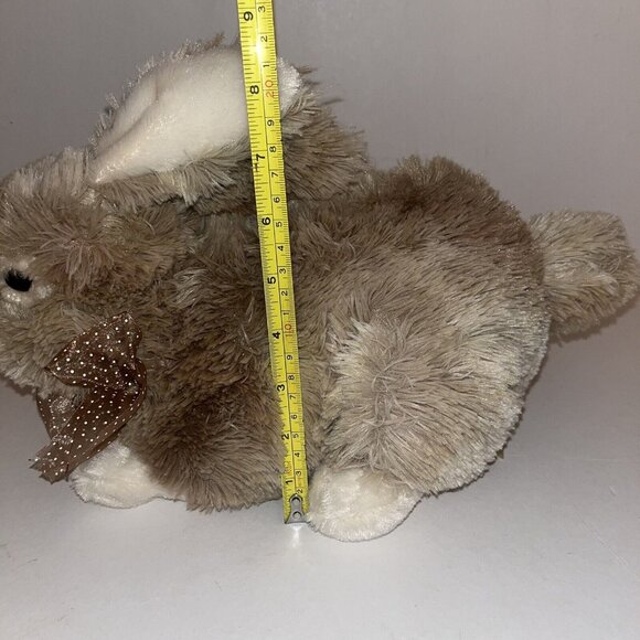 Dan Dee Bunny Rabbit Beige & Cream Stuffed Plush Animal Toy 14” Polka Dot Bow - Picture 12 of 12